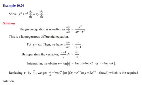 Homogeneous Form Or Homogeneous Differential Equation Solution Of First Order And First Degree