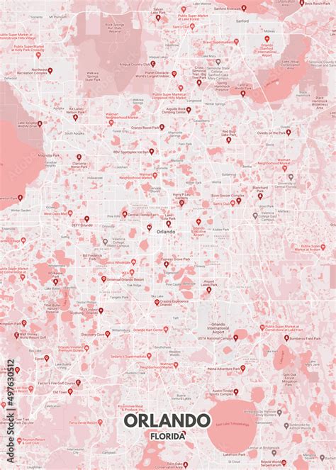 Poster Orlando - Florida map. Road map. Illustration of Orlando ...