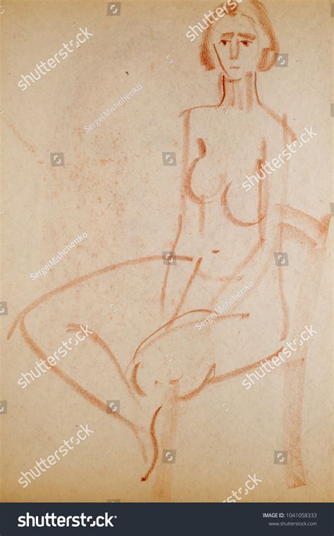 Pencil Drawing On Paper Naked Girl Stock Illustration Shutterstock