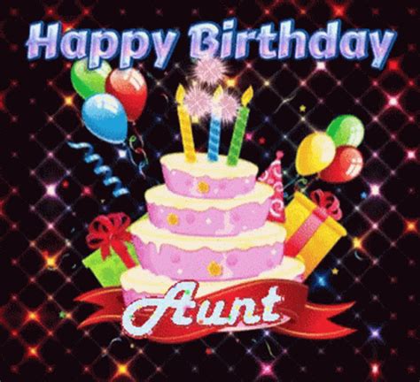 Happy Birthday Auntie Cake Fireworks Sparkle GIF | GIFDB.com