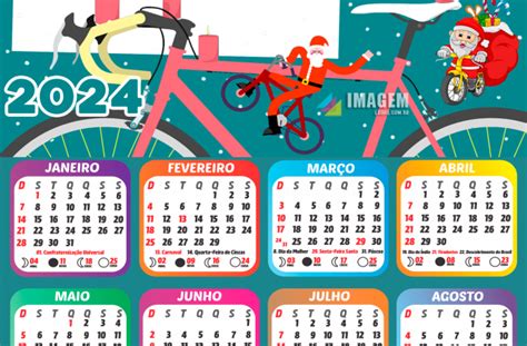 Moldura Calendário 2024 Feliz Natal Ciclistas Png Imagem Legal