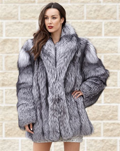 Women S Silver Fox Fur Stroller Coat Fursource