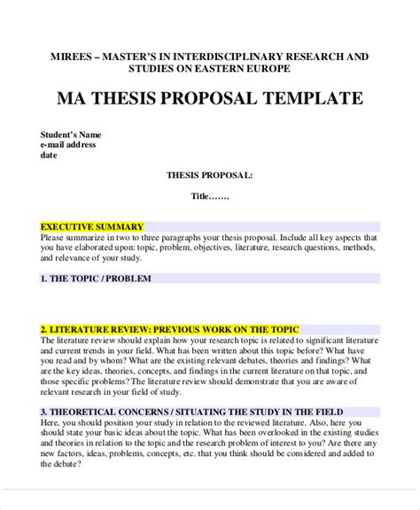 10 Thesis Proposal Templates Free Samples Examples Format Download