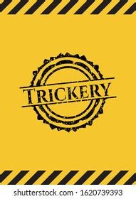 Trickery Black Grunge Emblem Yellow Background Stock Vector Royalty