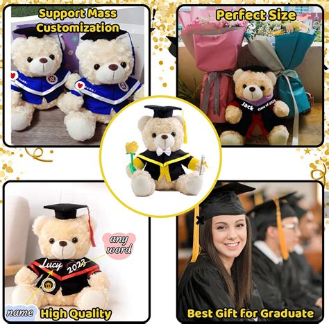 Regalos de graduación para ella oso de peluche personalizado con foto