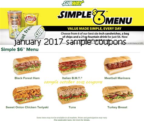 Printable Coupons 2023: Subway Coupons