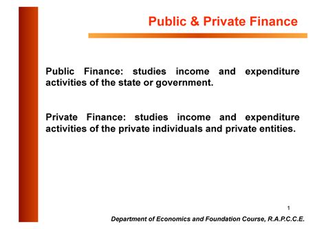 Private And Public Finance 1 Public Finance Studies Income And