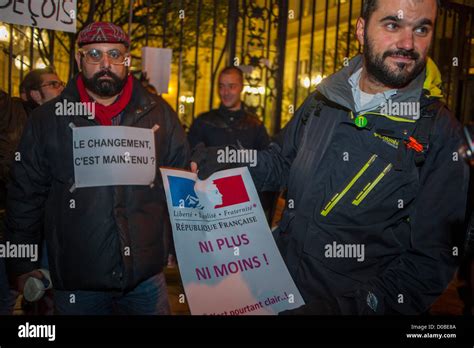 Paris France Pro Gay Marriage Equality Protest By French LGTB Groups Gay Men With Signs At