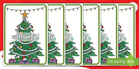 Wow Word Christmas Tree Adjective Posters Teacher Made