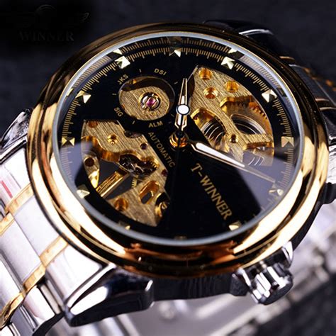 Jewelryroom.com - SKELETON MECHANICAL AUTOMATIC STEEL STRAP MENS WRIST WATCH - Item #: 476743