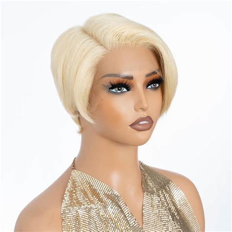 Amazon DÉBUT Human Hair Pixie Wig Side Part Lace Front Wigs with