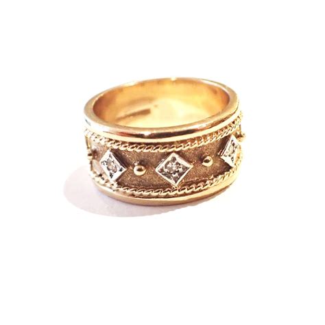 Vintage Diamond Wide Band Ring — Eva Antiques