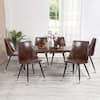 Homy Casa Smeg Dark Brown Faux Leather Upholstered Dining Chairs Set