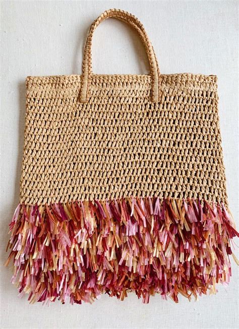 DIY Raffia Fringe Straw Bag Honestly WTF Knitted Bags Raffia