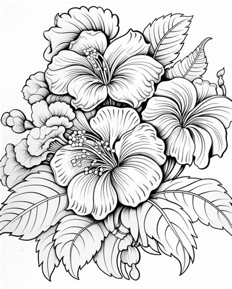 Result For Coloring Pages Printable Flowers Premium Ai Generated Image