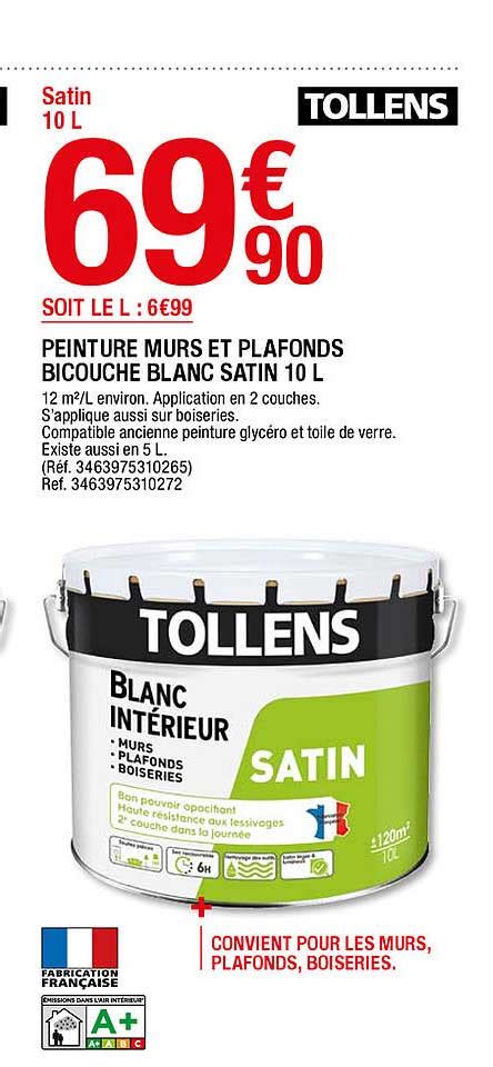 Promo Peinture Murs Et Plafonds Bicouche Blanc Satin L Tollens Chez