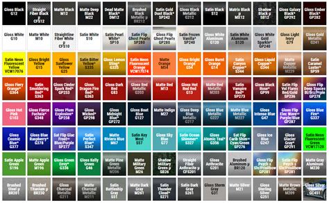 Vinyl Wrap Color Chart