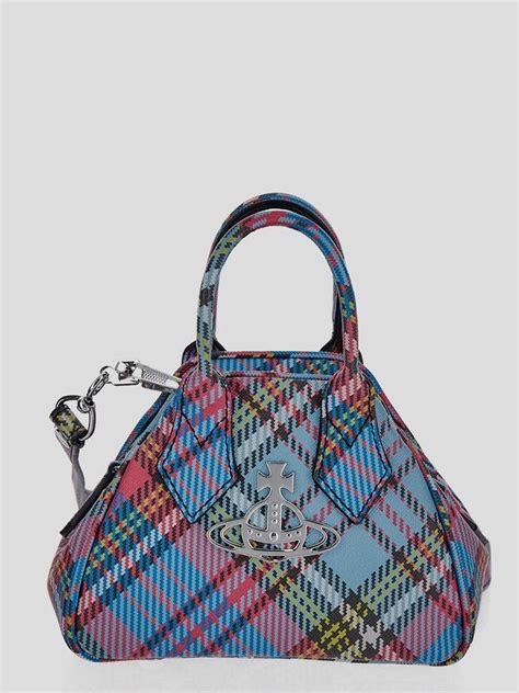 Vivienne Westwood Orb Plaque Checked Tote Bag In Blue Lyst