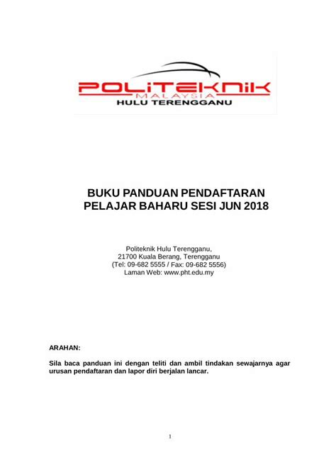 Pdf Buku Panduan Pendaftaran Pelajar Baharu Sesi Jun Dokumen Tips