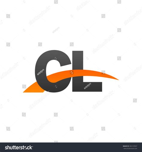 Cl Initial Overlapping Swoosh Letter Logo Black Royalty Free Stock