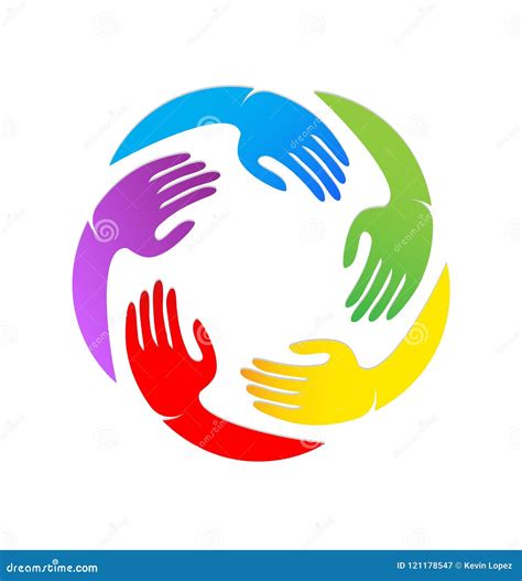 Colorful Unity Hands Together Vector Logo Stock Vector Illustration