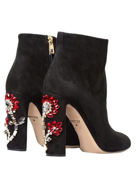 Floral Embellished Suede Boots Dolce Gabbana MATCHESFASHION