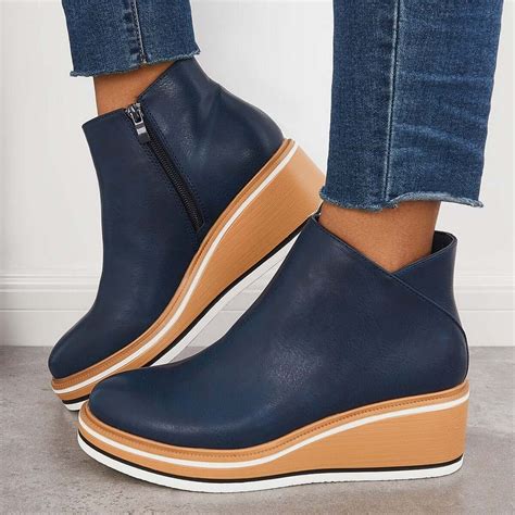 Casual wedge sneakers side zipper platform wedge ankle boots – Artofit