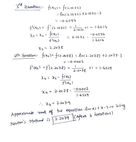 Solved Use Newton S Method To Approximate The Root Of Ln X X