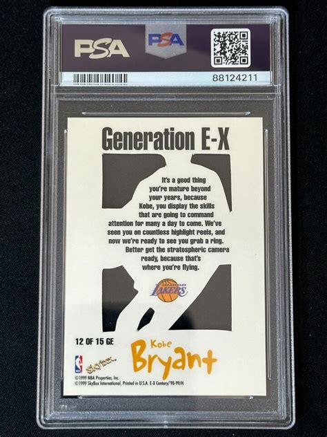 1998 Skybox E X Century Generation E X Kobe Bryant 12 PSA 9 MINT