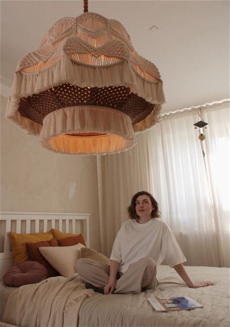 Macrame lampshade. Макраме люстра, абажур, светильник. | Макраме ...