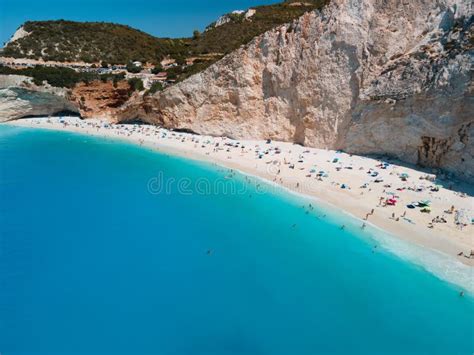 Luftbild Des Strandes Porto Katsiki Auf Der Insel Lefkada Stockfoto