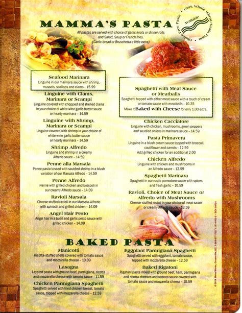 Menu At Mamma Mia Italian Restaurant Shenandoah