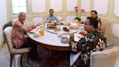 Posisi Duduk Jokowi Saat Makan Bareng Ganjar Prabowo Anies Ada