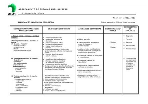 Ano Letivo Planifica O Da Disciplina De