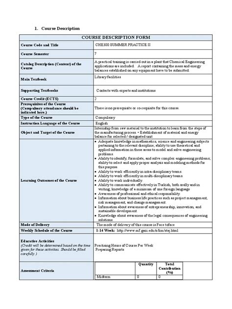 Course Description Course Description Form Pdf Engineering