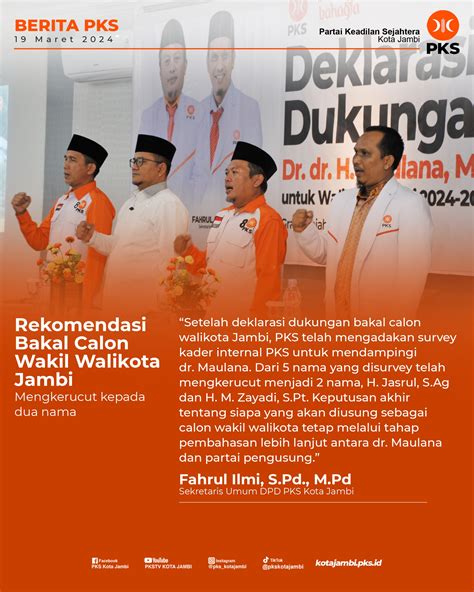 Mengkerucut Nama Bakal Calon Wakil Walikota Jambi DPD PKS KOTA JAMBI