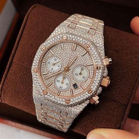 Full Iced Out Vvs Diamond Men Watch Stainless Steel All Chronograph