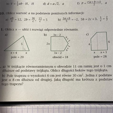 Oblicz X U I Rozwi Odpowiednie R Wnania Klasa Sma Brainly Pl