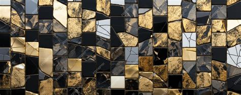 Premium Photo | 3d gold mosaic black marble background wallpaper