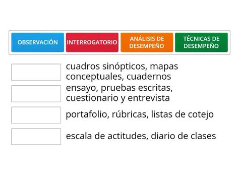 TECNICAS E INTRUMENTOS DE EVALUACIÓN Match up