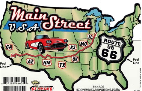 Route 66 Usa Map Sticker Route 66 T Shop