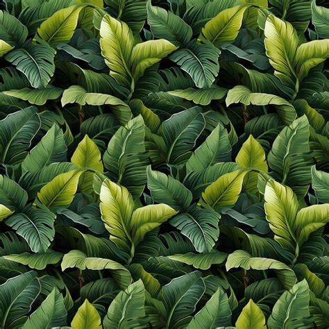 Premium Photo Green Palm Leaves Seamless Pattern