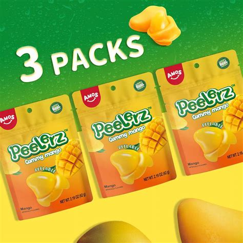 3 Packs 6 Mixed Packs Amos Peelable Gummy Peelerz Gummy Mango And