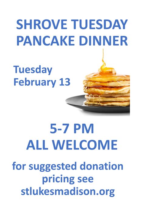 Shrove Tuesday Pancake Supper St Luke S Episcopal Church