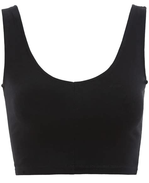 Scoop Neck Crop Black Tank Topfor Women Romwe