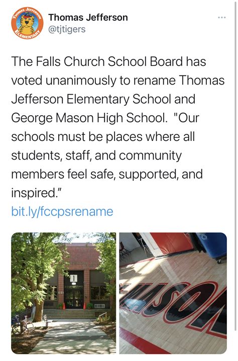 School Board Renames Thomas Jefferson Elementary School and George Mason High School Over Racism
