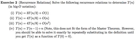 Solved Exercise 2 Recurrence Relations Solve The Following Chegg