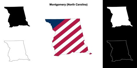 Montgomery County North Carolina Outline Map Set Vector Art