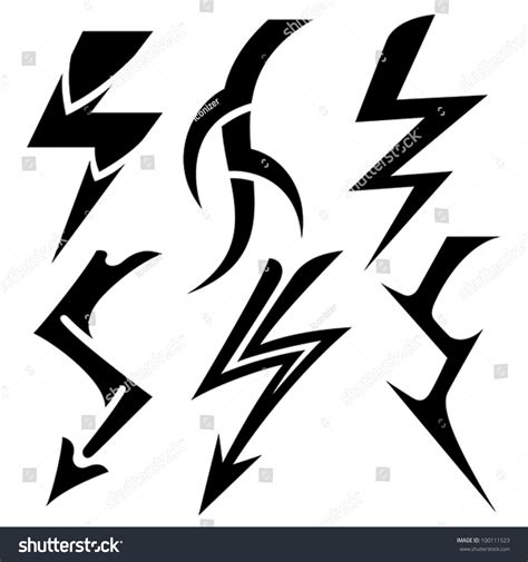 Tattoo Lightning Set Stock Vector 100111523 - Shutterstock