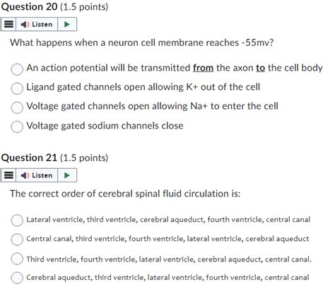 Solved What happens when a neuron cell membrane reaches | Chegg.com